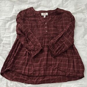 Wrangler Maroon Plaid Blouse